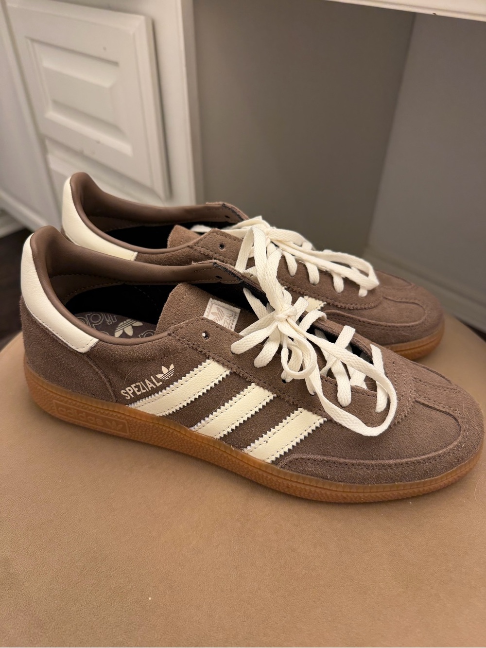 adidas Spezial women’s Brown Suede Sneakers with Cream Stripes